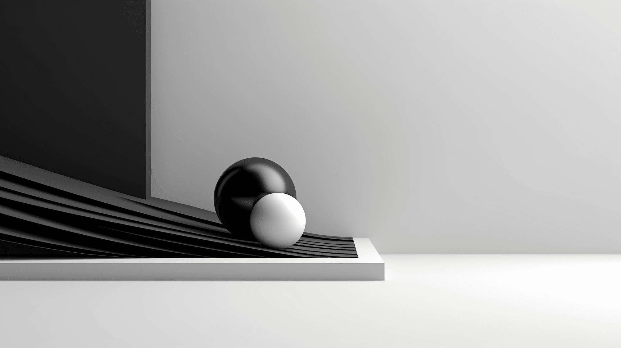 Minimalist black and white sphere product photography for a brand identity project